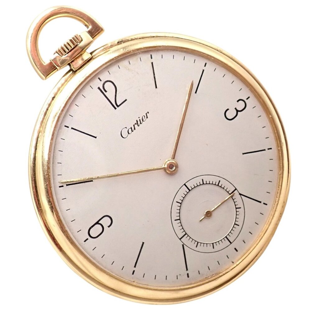 IWC International Watch Co. Cartier 18k Yellow Gold 19s Thin Pocket Watch 1940's